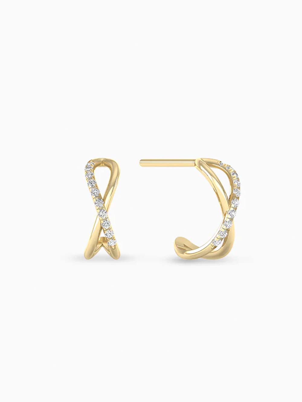 Diamond X Hoops Earrings Made in 14kt Gold (0.20cts)