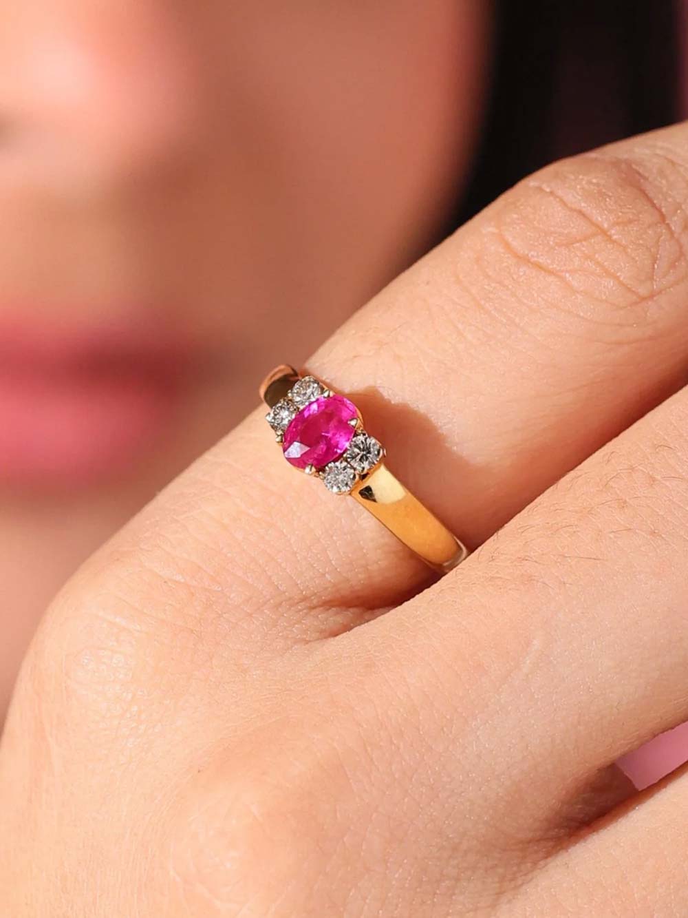 Pink Sapphire Diamond Ring