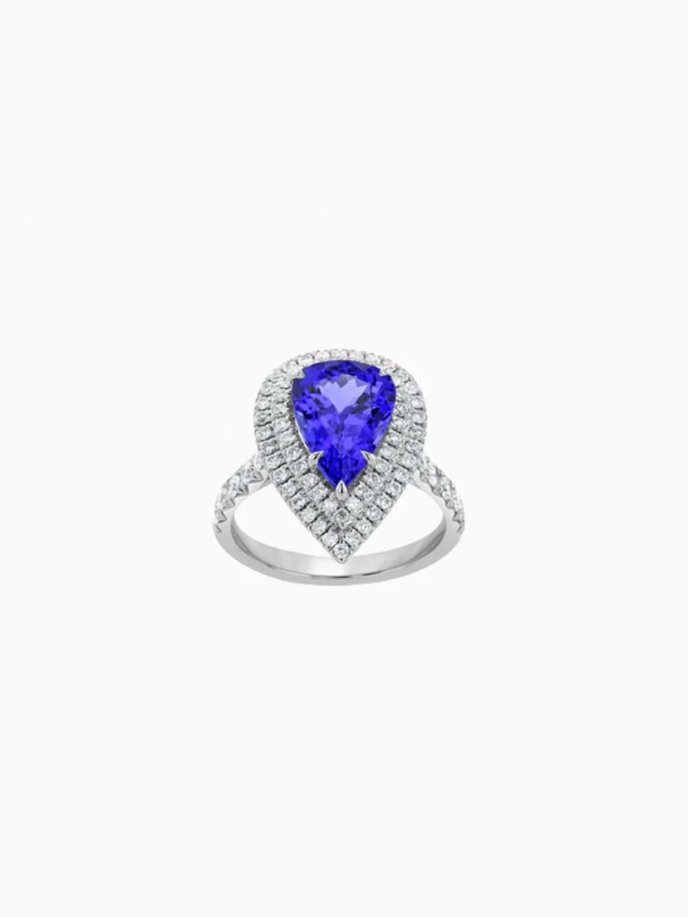 Pear Cut Tanzanite Halo Ring
