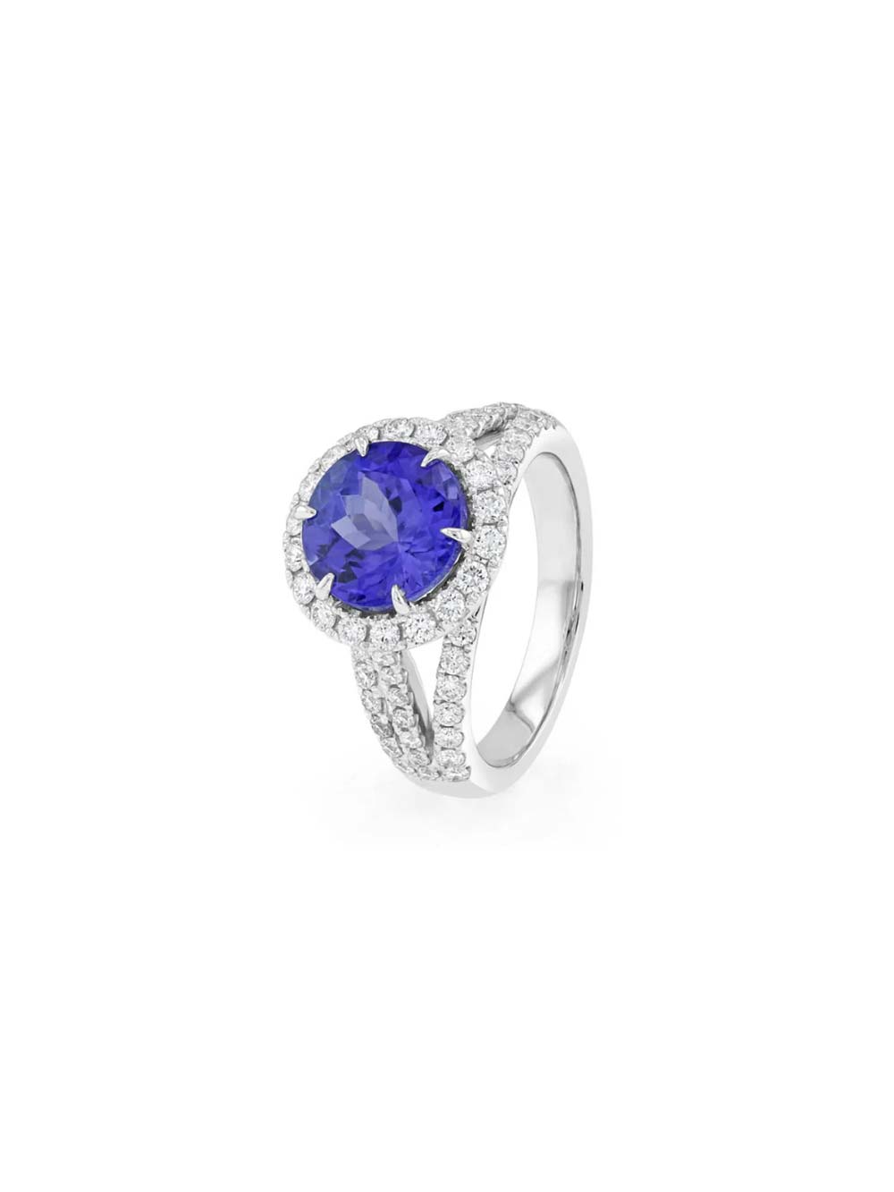 Round Sapphire Diamond Halo Ring
