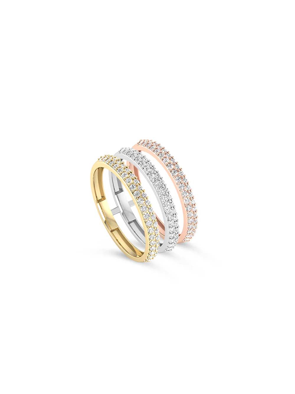 Tri-Colour Linked Diamond Ring in 14kt Gold (138cts)