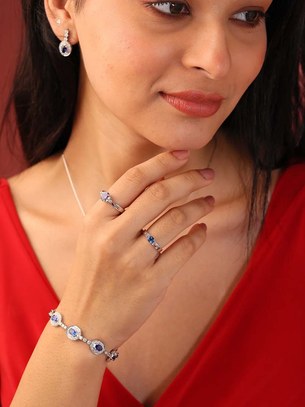 Royal Blue Sapphire & Diamond Luxe Line Bracelet