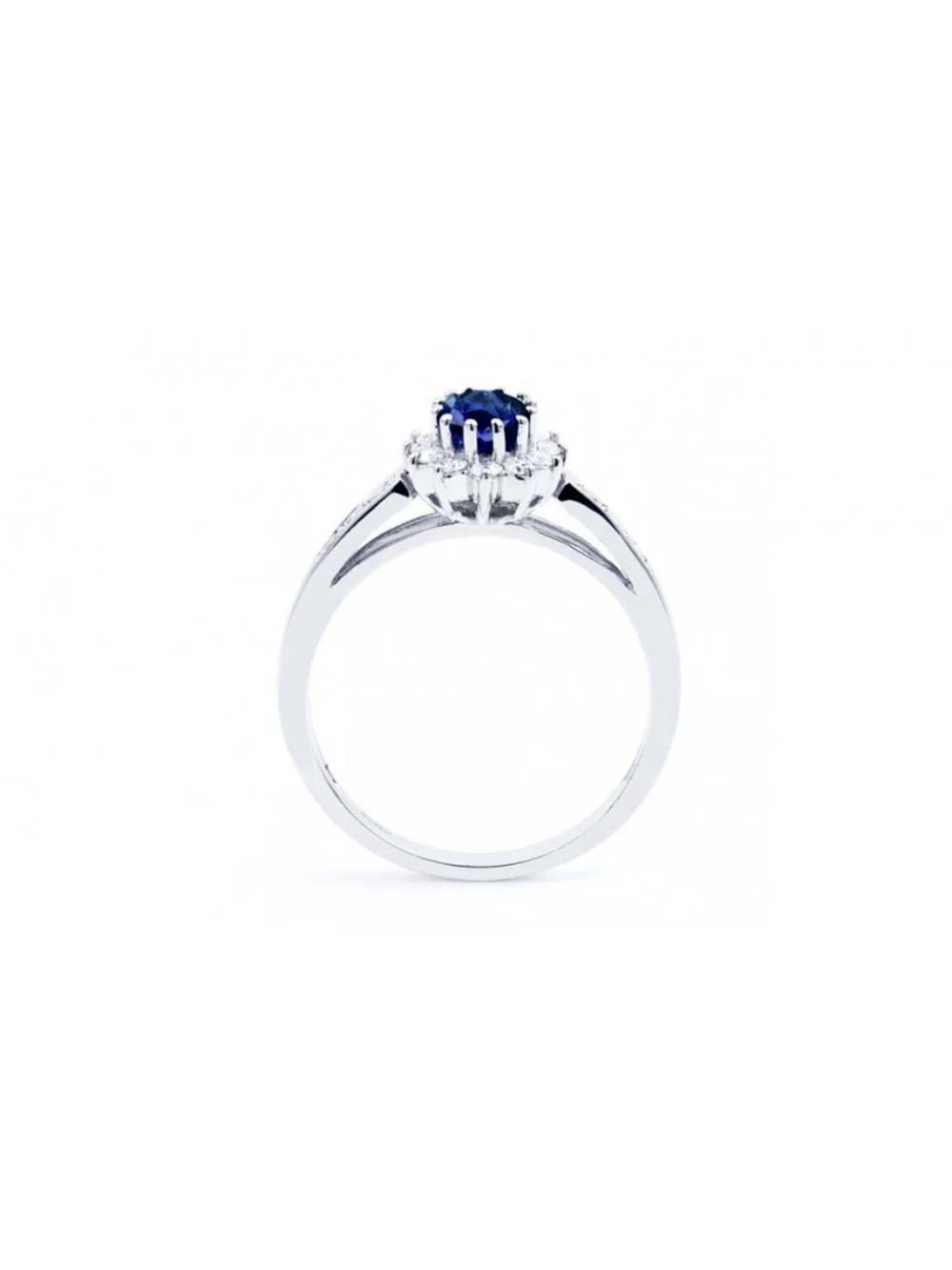 Halo Blue Sapphire Diamond Ring