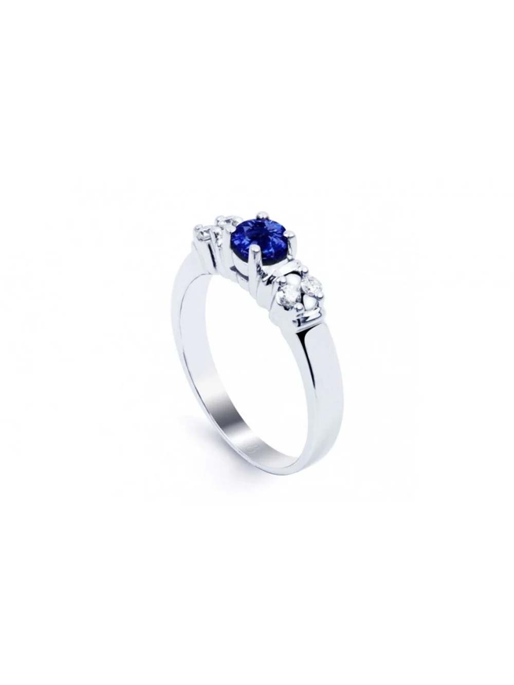 Trilogy Blue Sapphire Diamond Ring