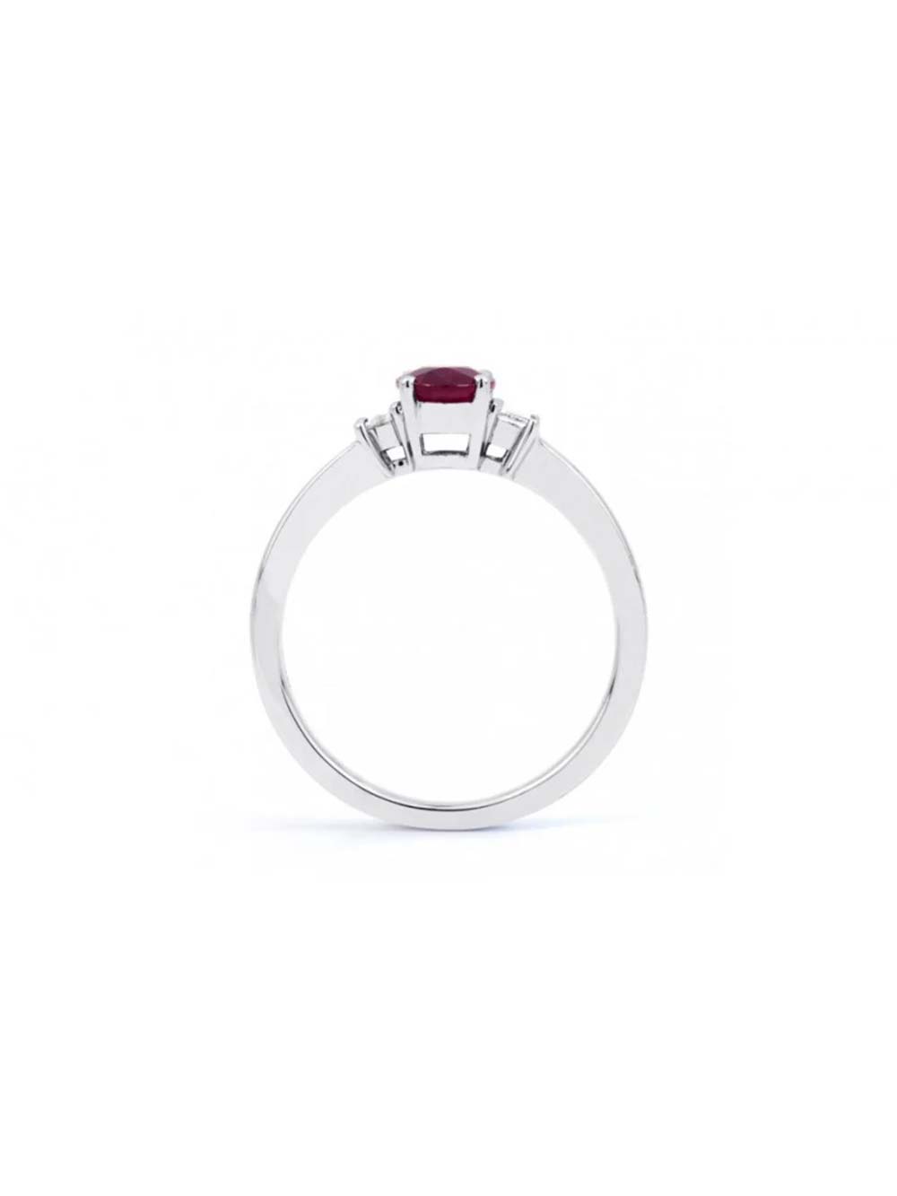 White Gold Ruby Crystal Ring