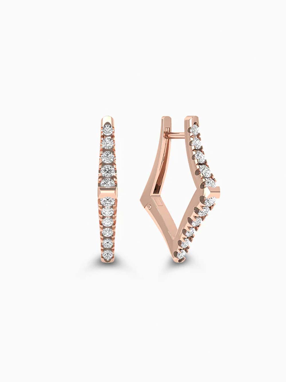 Kite shaped Diamond Hoops Made in 14kt Gold (1.50cts)