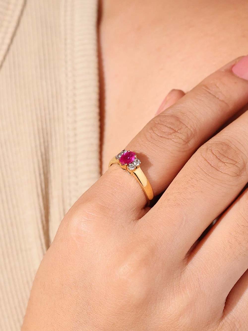Pink Sapphire Diamond Ring