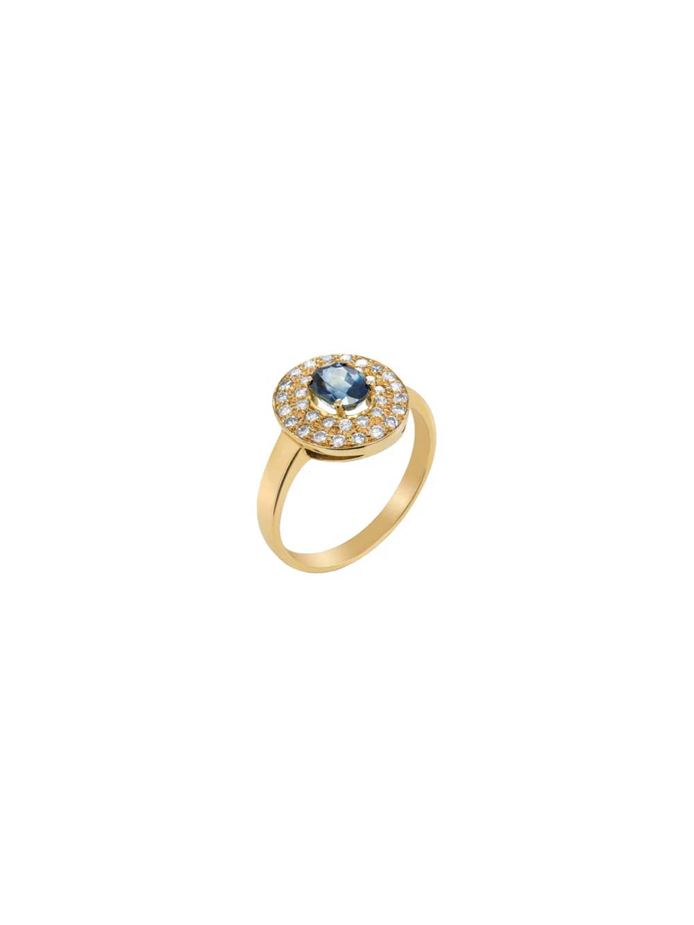 Sapphire Ring with Diamond Halo