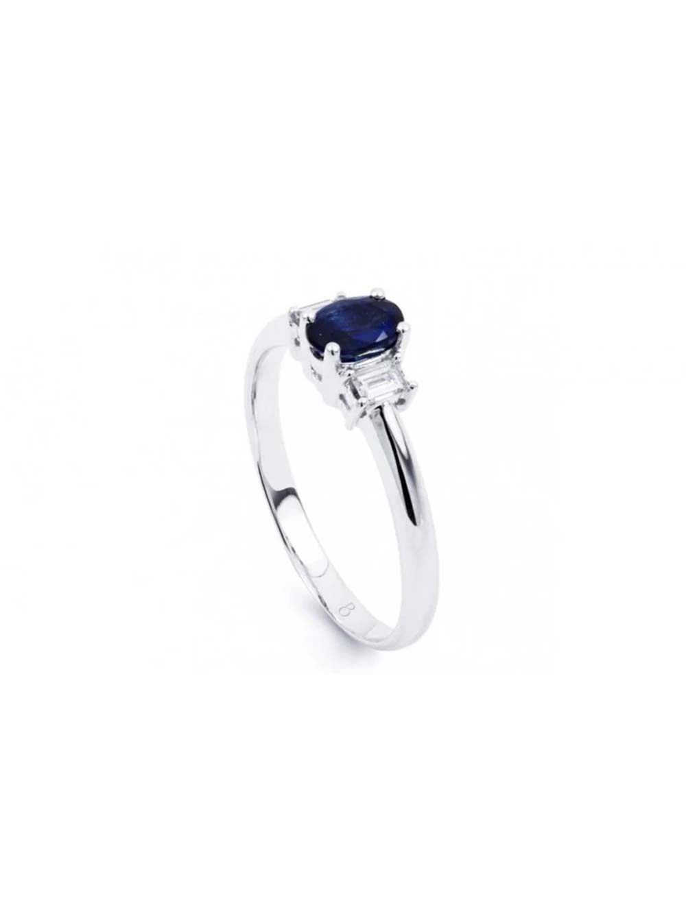 White Gold Blue Sapphire Crystal Ring