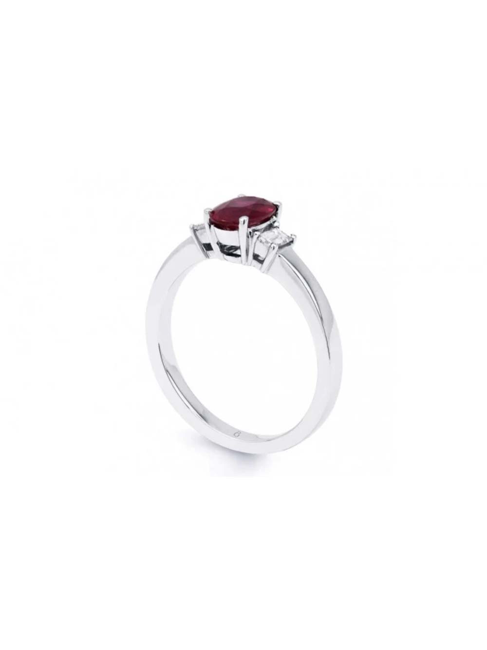 White Gold Ruby Crystal Ring