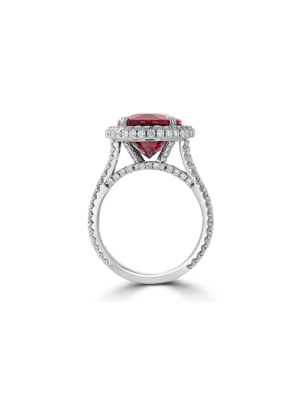 Halo Pink Sapphire Diamond Ring