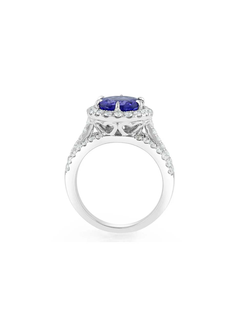 Round Sapphire Diamond Halo Ring