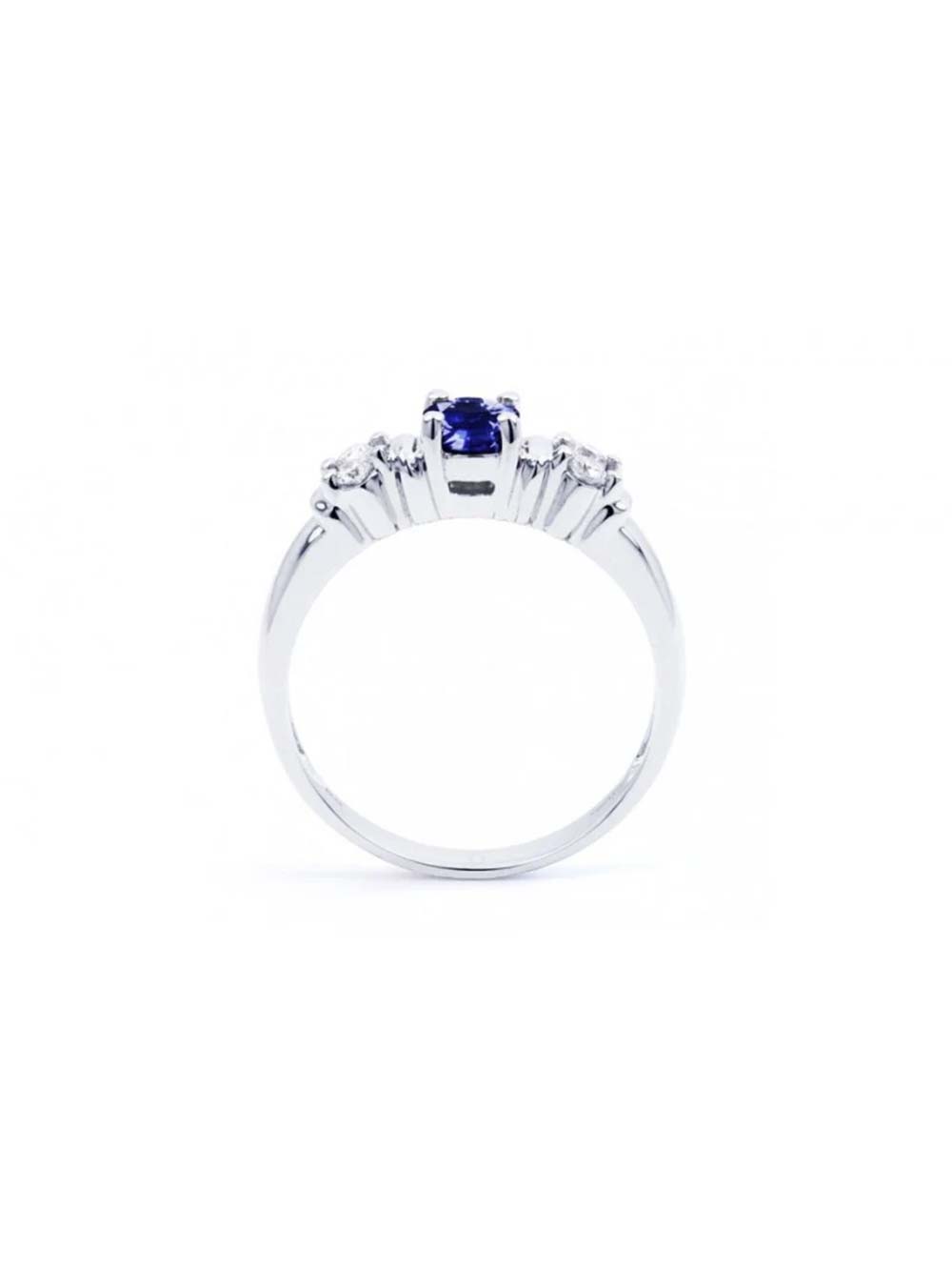 Trilogy Blue Sapphire Diamond Ring