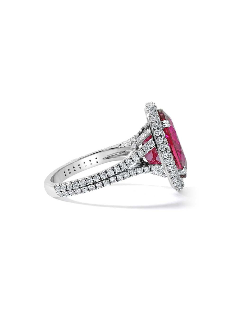 Halo Pink Sapphire Diamond Ring