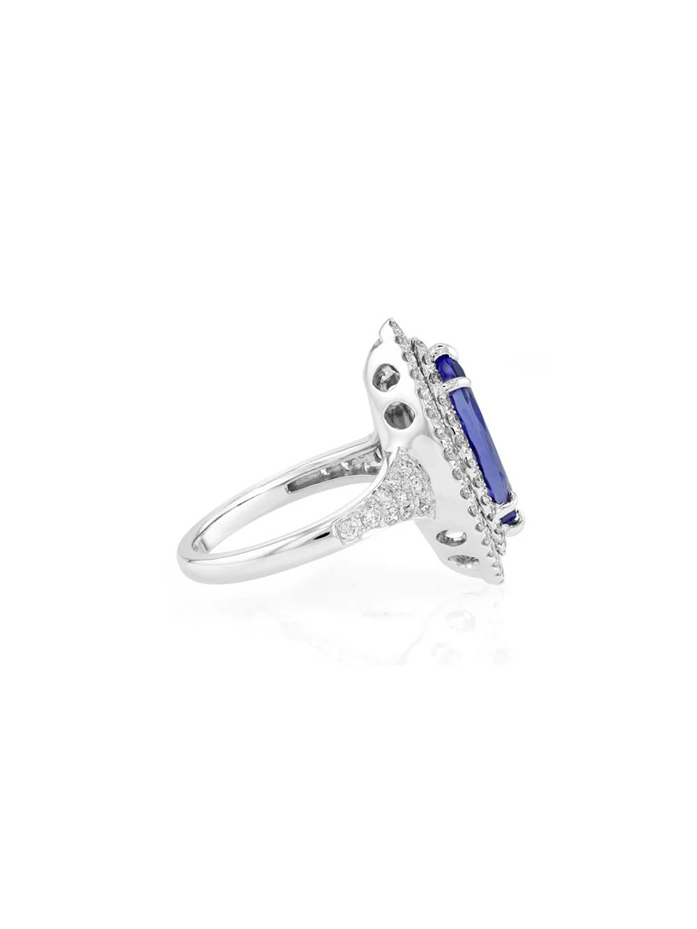 Double Halo Sapphire Diamond Ring