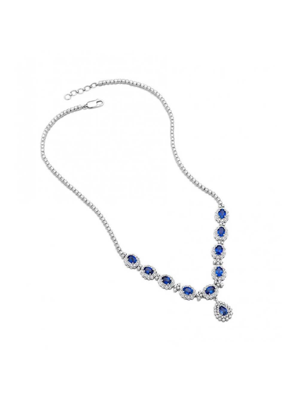 Blue Sapphire & Diamond Necklace – Regal Radiance
