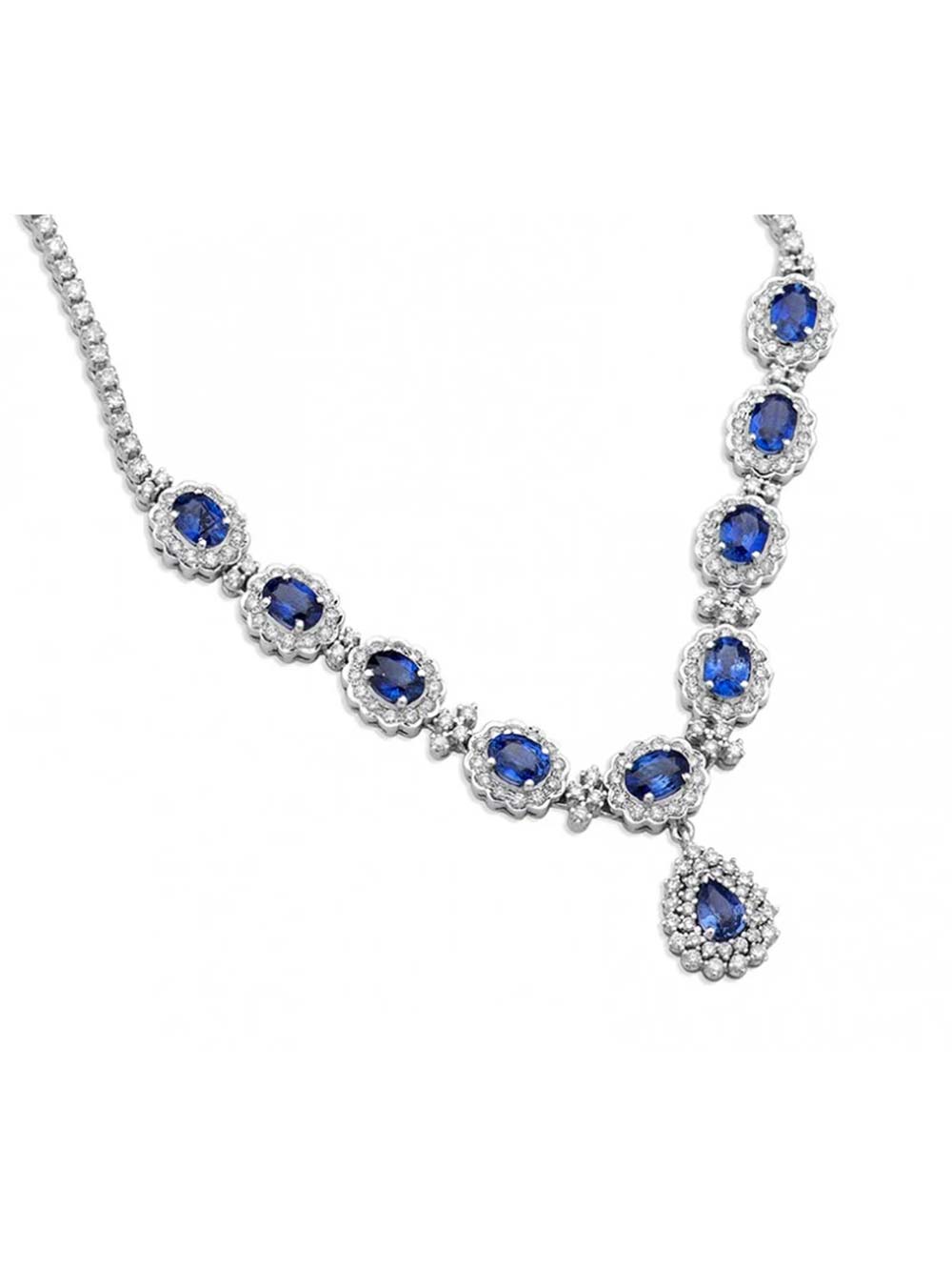 Blue Sapphire & Diamond Necklace – Regal Radiance
