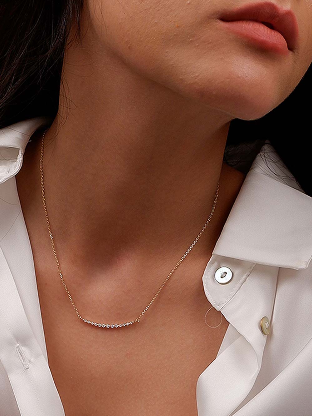Curve Diamond Necklace in 14kt Gold (0.20cts)