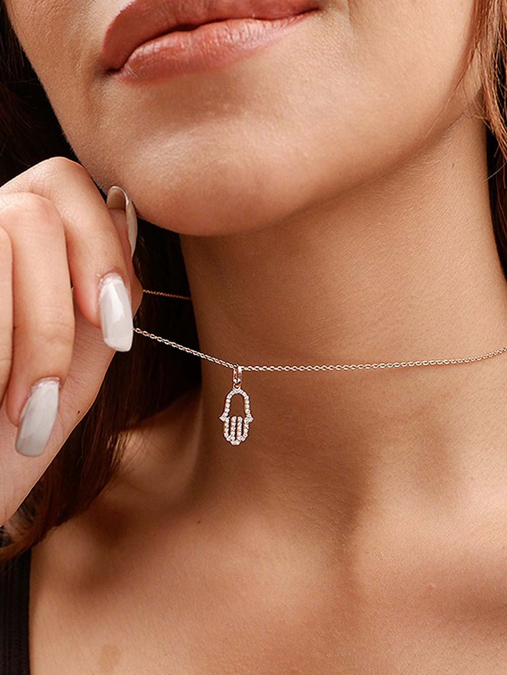 Diamond Hamsa Pendant in 14kt Gold (0.30cts)
