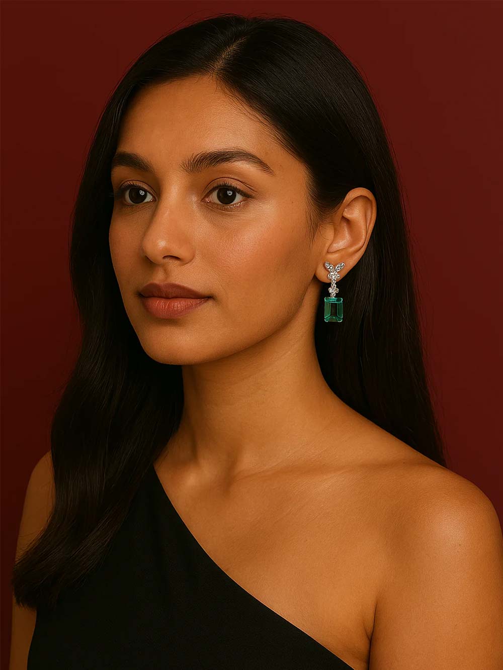Colombian Emerald And Diamond Earring set in 18k White Gold (2cts Em)