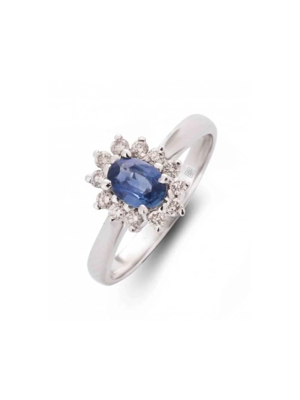 Starburst Halo Oval Sapphire Ring