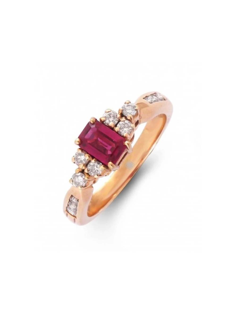 Rectangular Pink Sapphire Diamond Ring