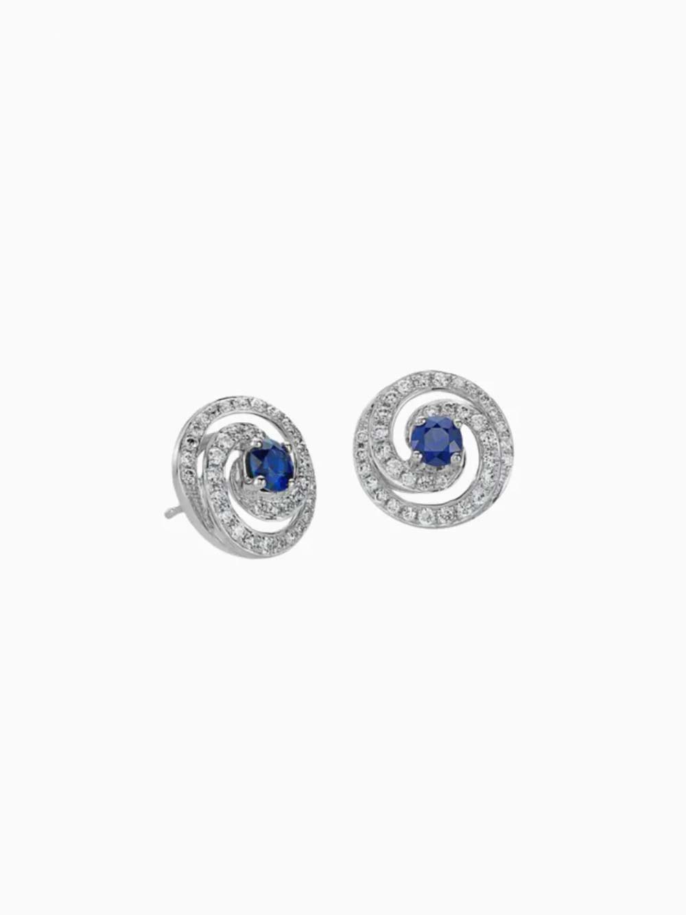 Ceylon Blue Sapphire And Diamond Earring set in 14k White Gold (1.4cts Bs)