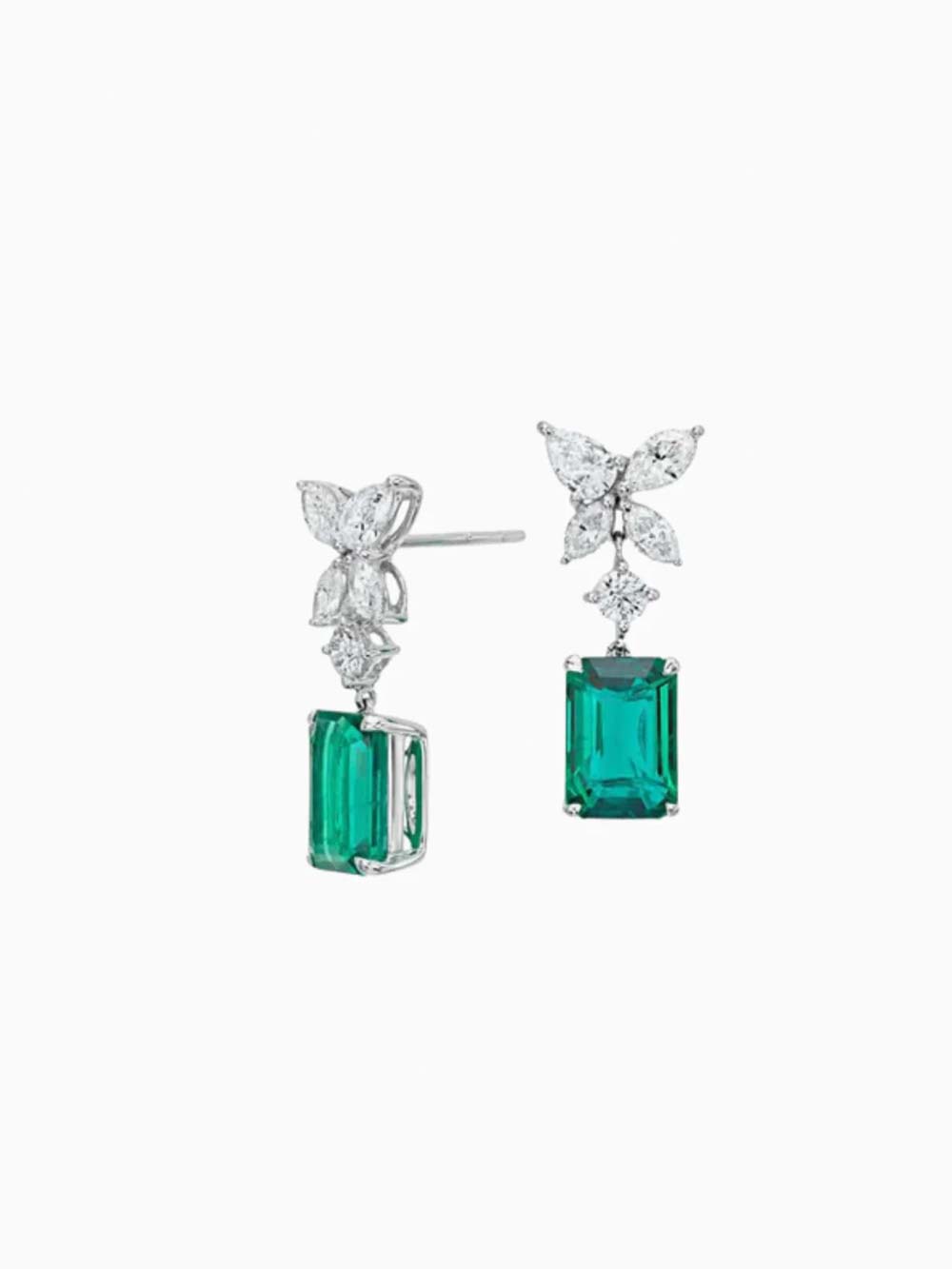 Colombian Emerald And Diamond Earring set in 18k White Gold (2cts Em)