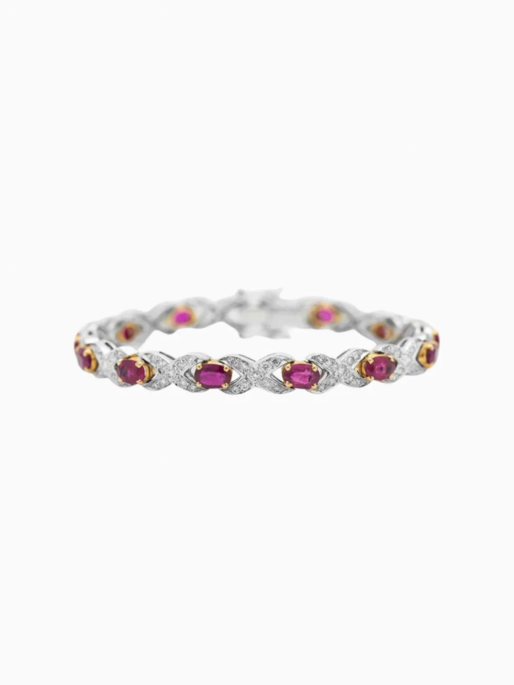 Natural Ruby & Diamond Alternating Bracelet
