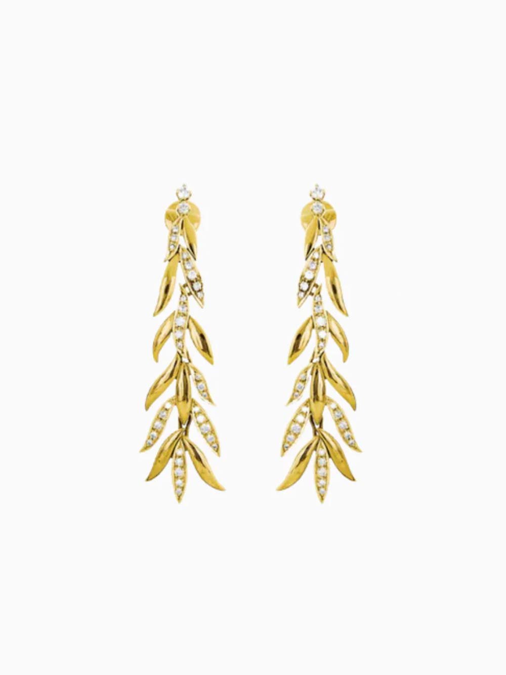 Gold leaf Earring in 14kt Gold (0.40cts)