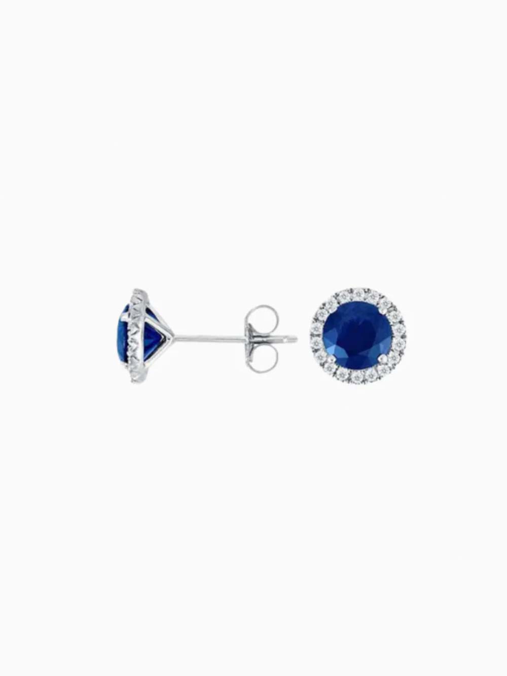 Ceylon Blue Sapphire and Diamond Earring made in 14kt Gold (2cts Bs)