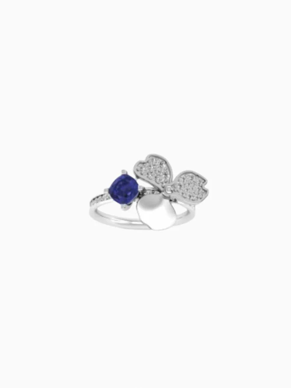Blue Sapphire Flower Ring