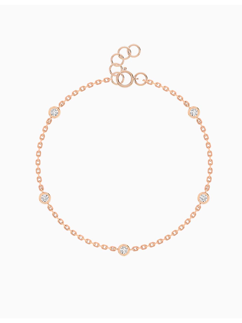 Diamond Station Bracelet made in 14kt Gold (0.16cts)