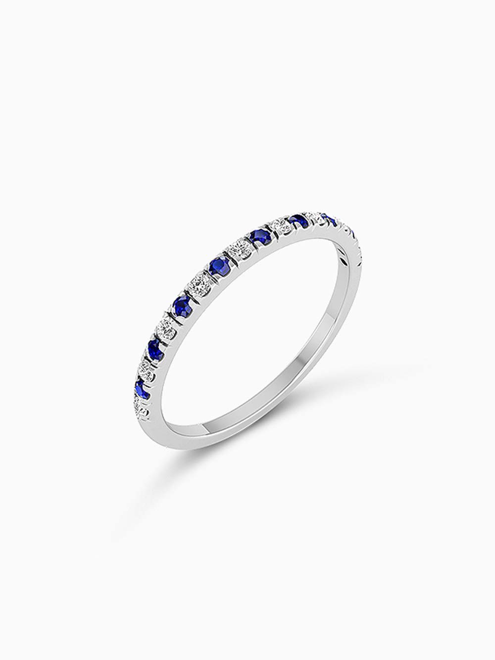 Diamond & Blue Sapphire Half Eternity Band in 14kt Gold (0.12cts)
