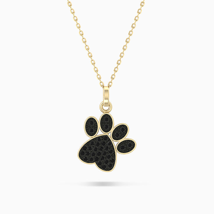 Black Diamond Dog Paw Pendant in 14kt Gold - Main Image
