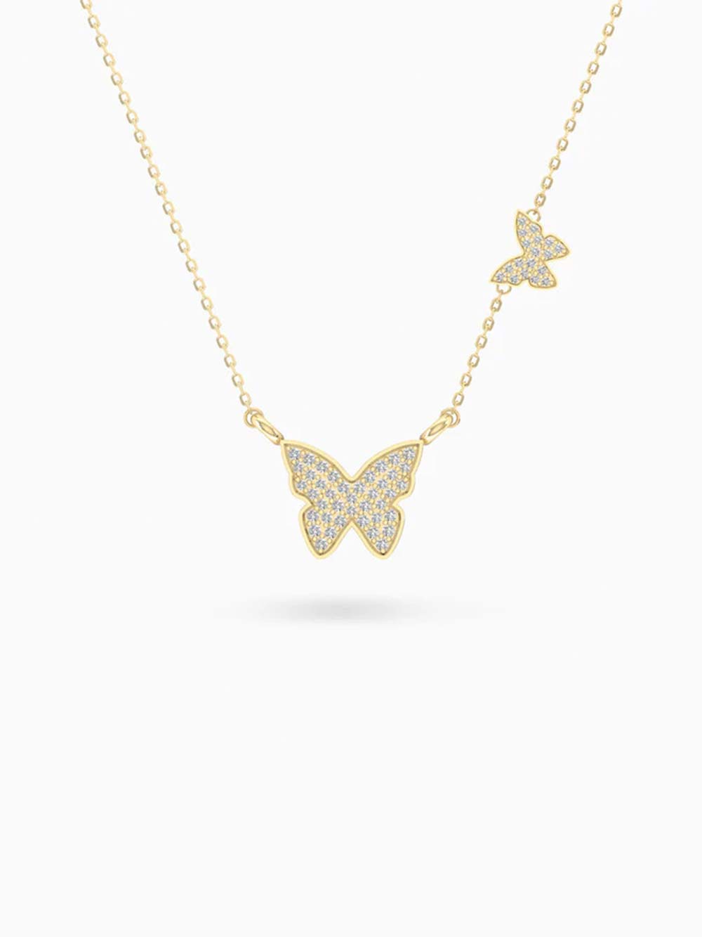 Double Butterfly Diamond Necklace in 14kt Gold (0.45cts)