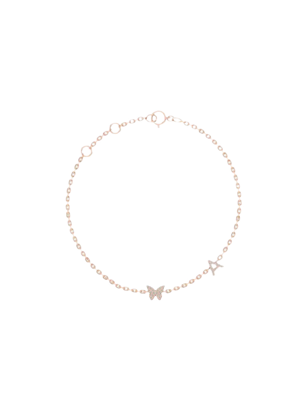 Initial & Butterfly Diamond Bracelet in 14kt Gold (0.32cts)