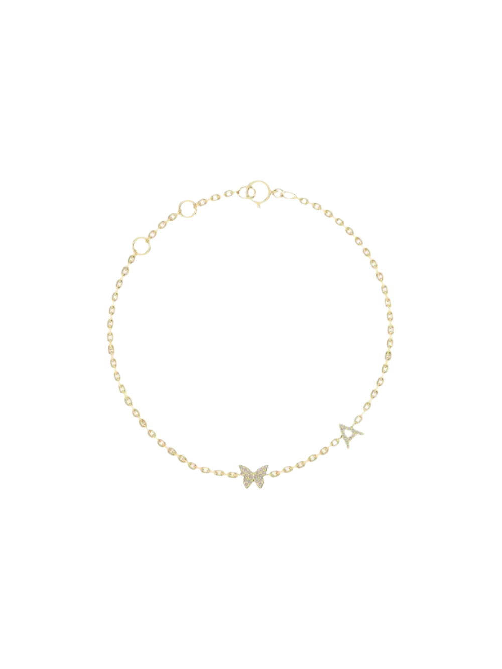 Initial & Butterfly Diamond Bracelet in 14kt Gold (0.32cts)