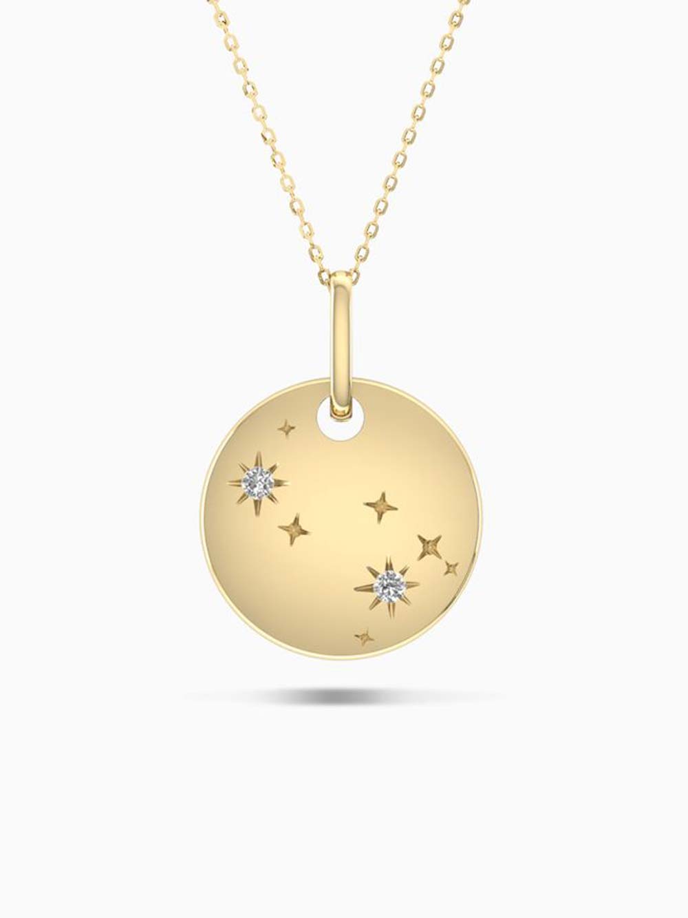 Gemini Zodiac Constellation Pendant in 14kt Gold