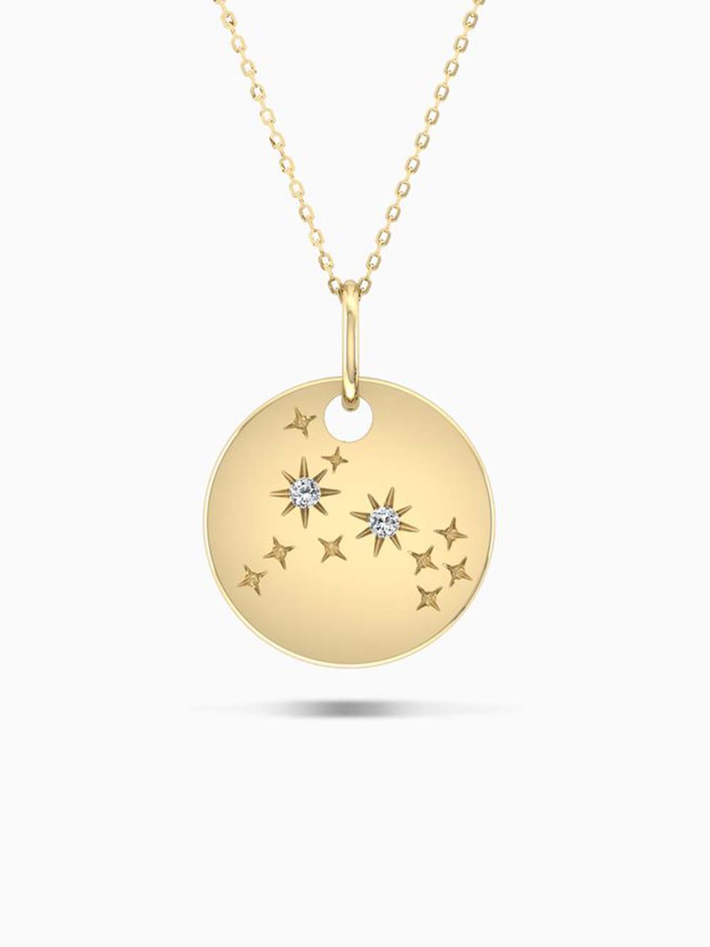 Pisces Zodiac Constellation Pendant in 14kt Gold