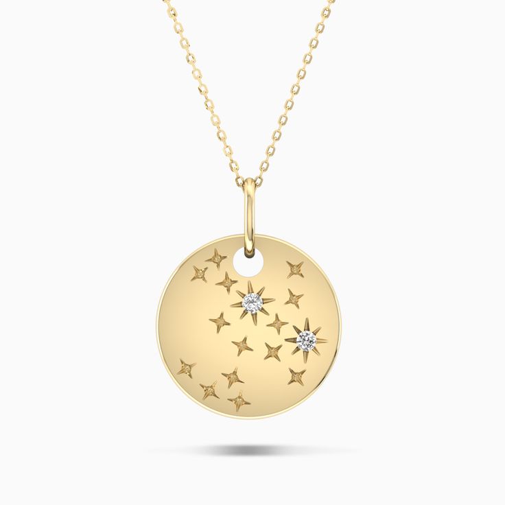 Sagittarius Zodiac Constellation Pendant in 14kt Gold