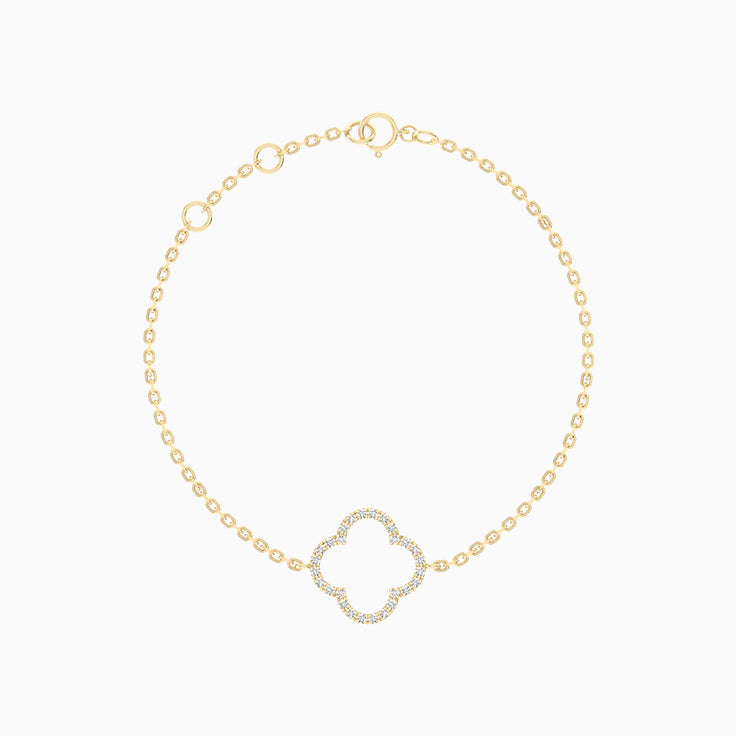 Clover Diamond Bracelet in 14kt Gold (0.22cts)