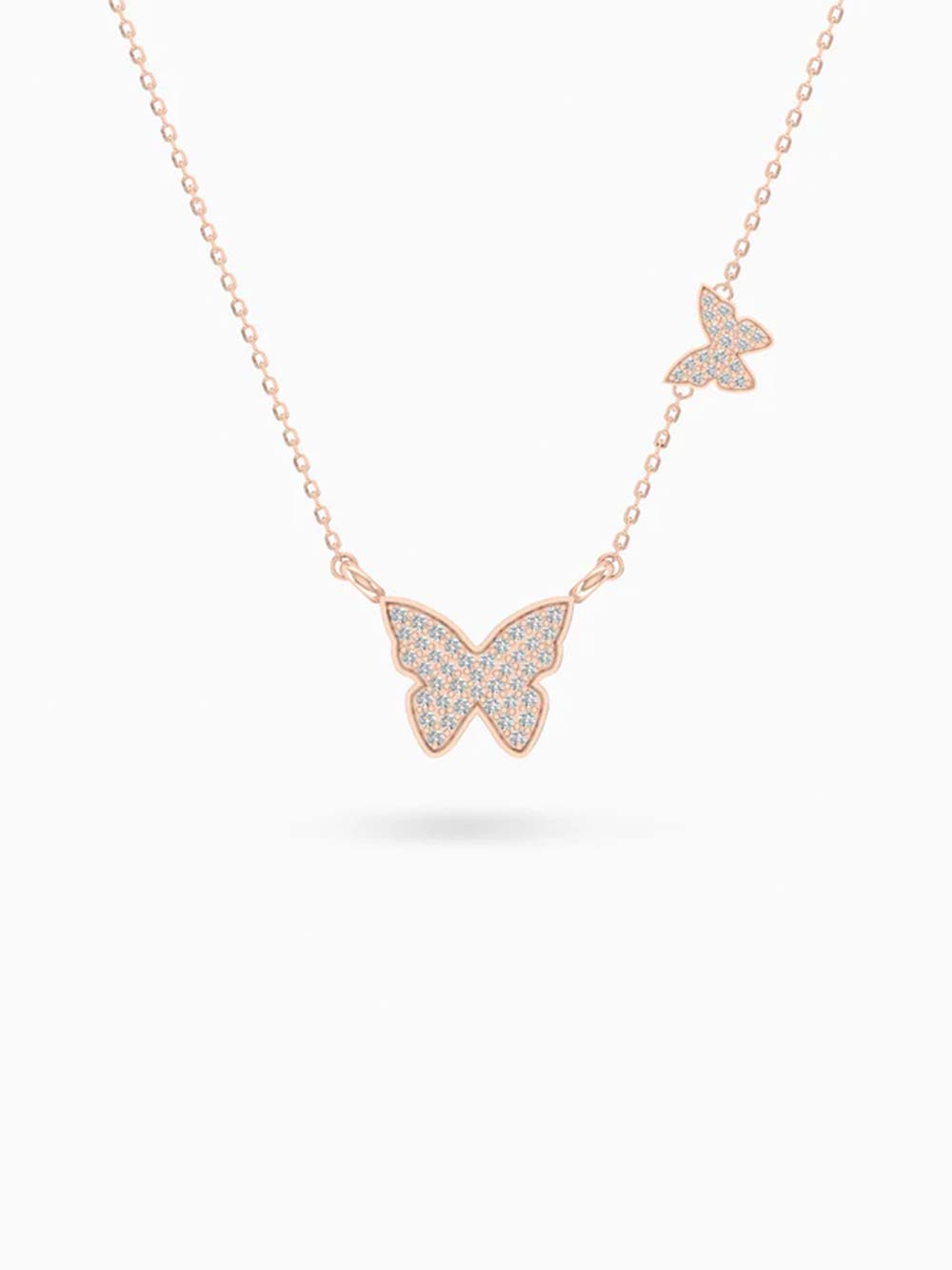 Double Butterfly Diamond Necklace in 14kt Gold (0.45cts)