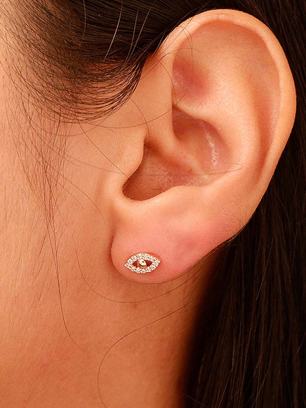 Evil Eye Diamond Studs made in 14kt Gold (0.15cts)