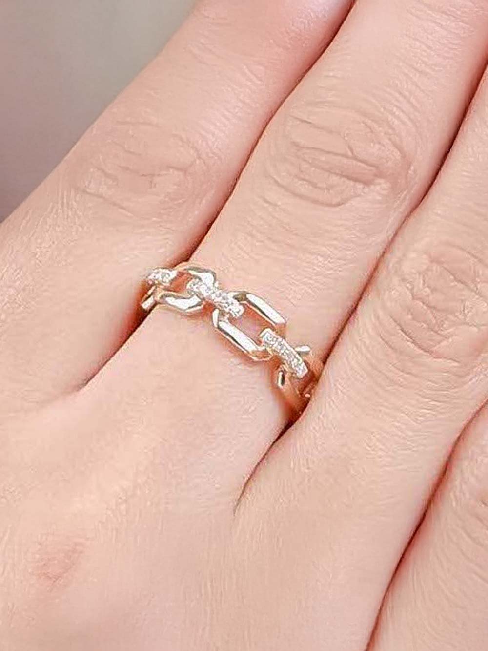 Cuban Diamond Link Ring in 14kt Gold (0.61cts)