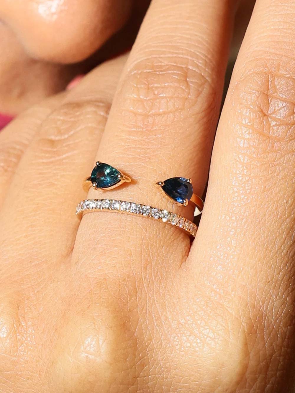 White Gold Blue Sapphire Crystal Ring