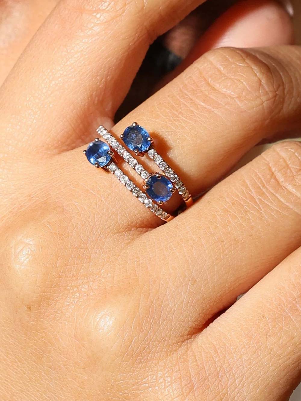 Blue Sapphire Ring with Diamonds