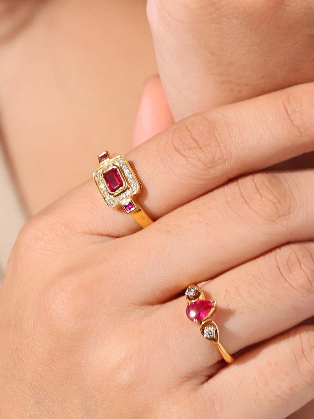 Rectangular Ruby Diamond Ring