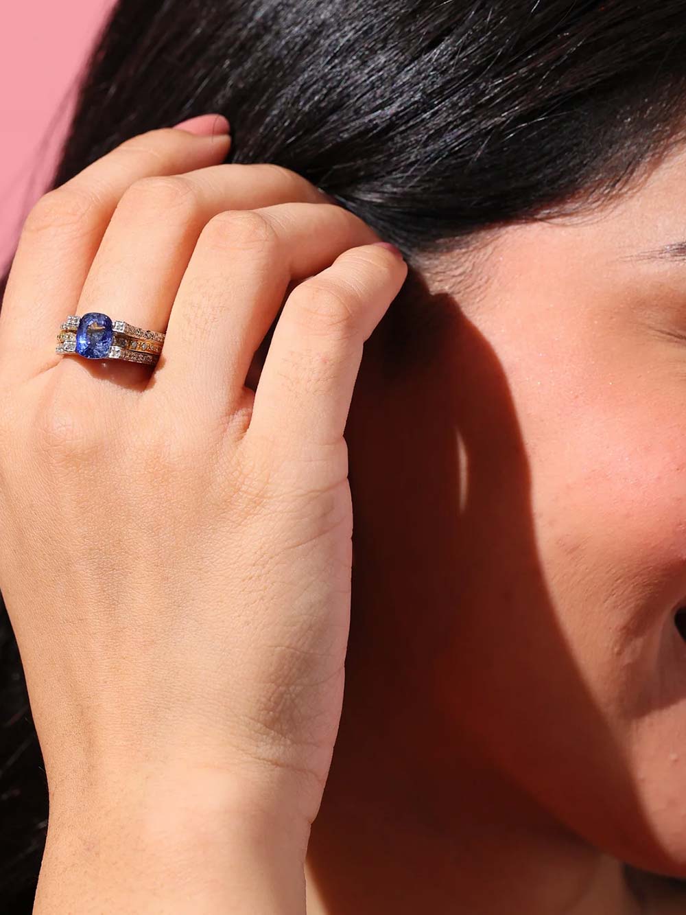 Blue Sapphire & Diamond Ring