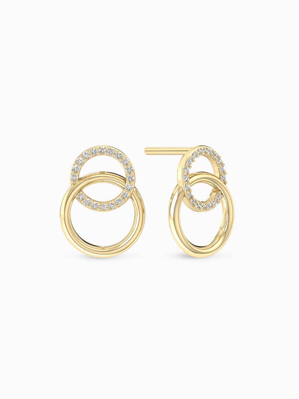 Open Circle Linked Diamond Earrings Made in 14kt Gold (0.25cts)